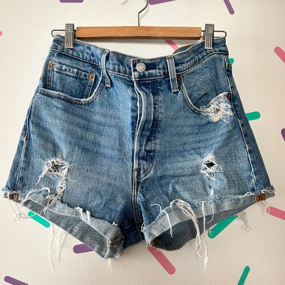 Levi’s Distressed Blue Denim Shorts